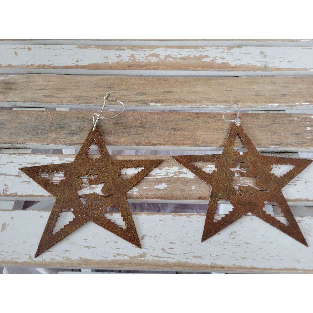 Metal reindeer star ornament country Xmas holiday tree‎
